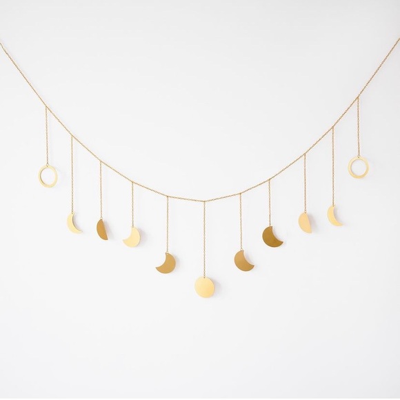 Jade Luxe Macrame 4 Piece Wall Hanging with Gold Moon Phase - Picture 2 of 7